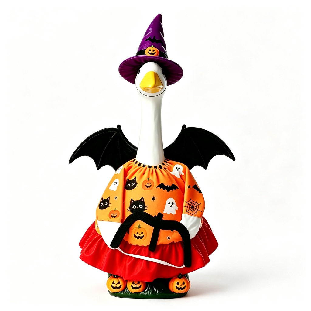 Porch Goose Outfits Halloween, Fall Porch Goose Outfit for 23-Inch Figurine, Seasonal Yard Display, Goose Statue Not Included