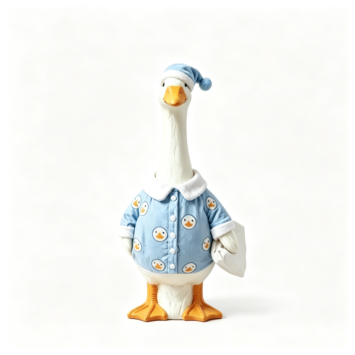 Sleep‑Time Pajama Goose Costume Outfit for 23 Inch Lawn Goose Statue, Cozy Night‑Suit Style Outfit with Sleep Cap & Small Pillow, Whimsical Porch Indoor Display Decor, Goose Statue NOT Included