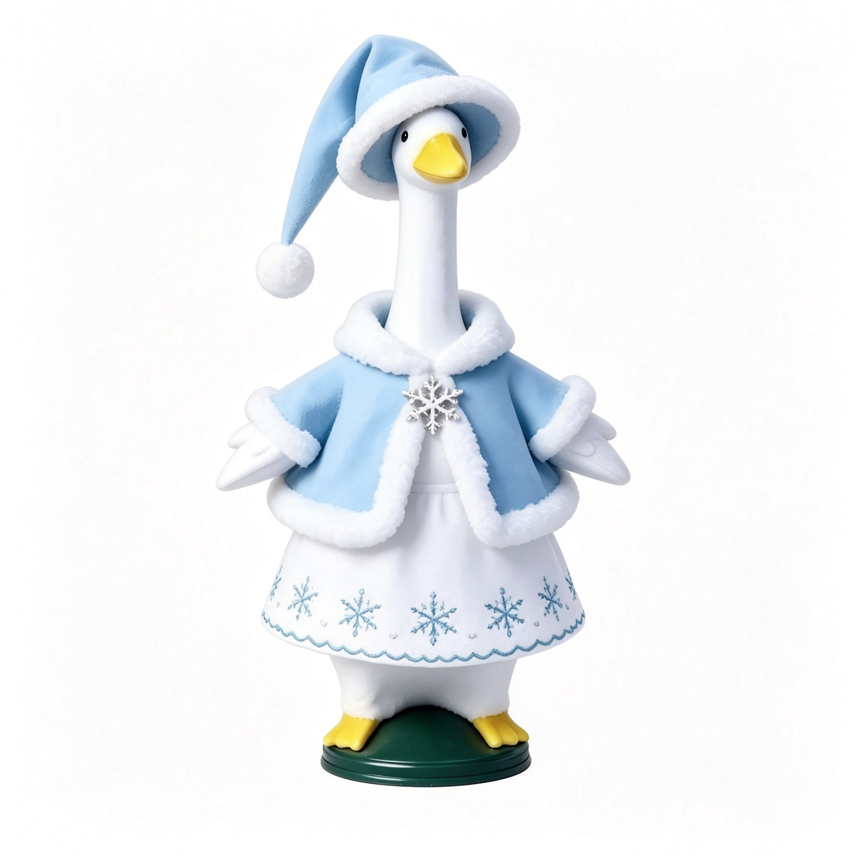 Winter Snow‑Theme Goose Costume Outfit for 23 Inch Lawn Goose Statue, Light‑Blue Cape & Snowflake Accents, Cool‑Toned Cold‑Season Porch Yard Display Decor, Goose Statue NOT Included