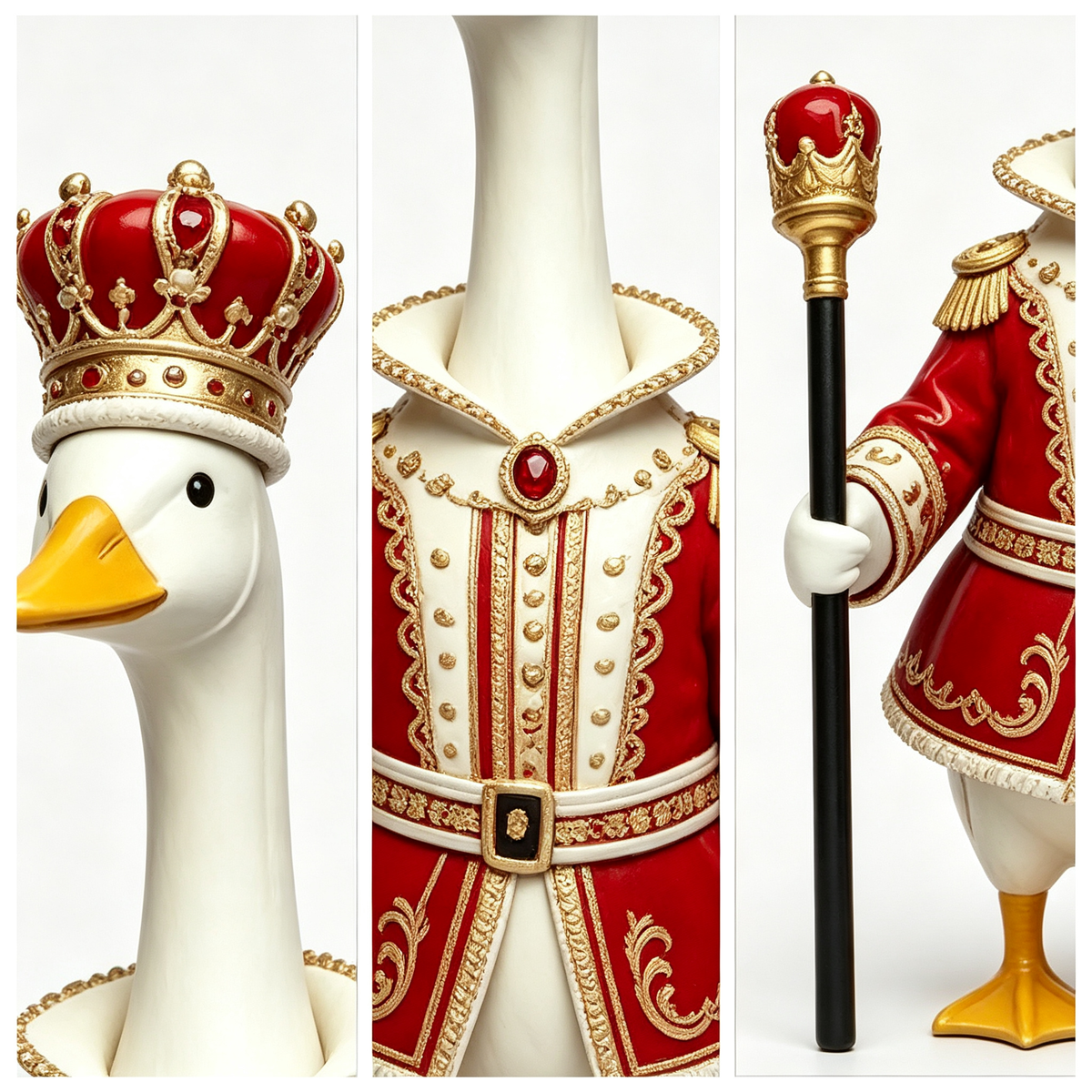Royal King‑Style Goose Costume Outfit for 23 Inch Lawn Goose Statue, Regal Palace‑Inspired Attire with Crown & Scepter, Majestic Porch Yard Display Decor, Goose Statue NOT Included