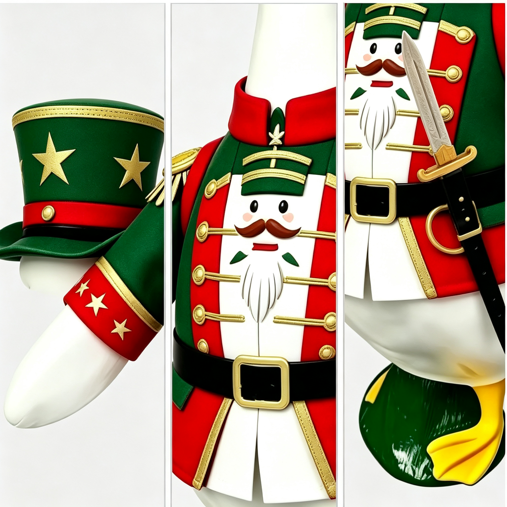 Guard Soldier‑Style Goose Costume Outfit for 23 Inch Lawn Goose Statue, Military Uniform Attire with Tall Hat & Sword Accent, Stately Porch Yard Display Decor, Goose Statue NOT Included